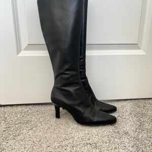 Black Leather Knee-High Boots